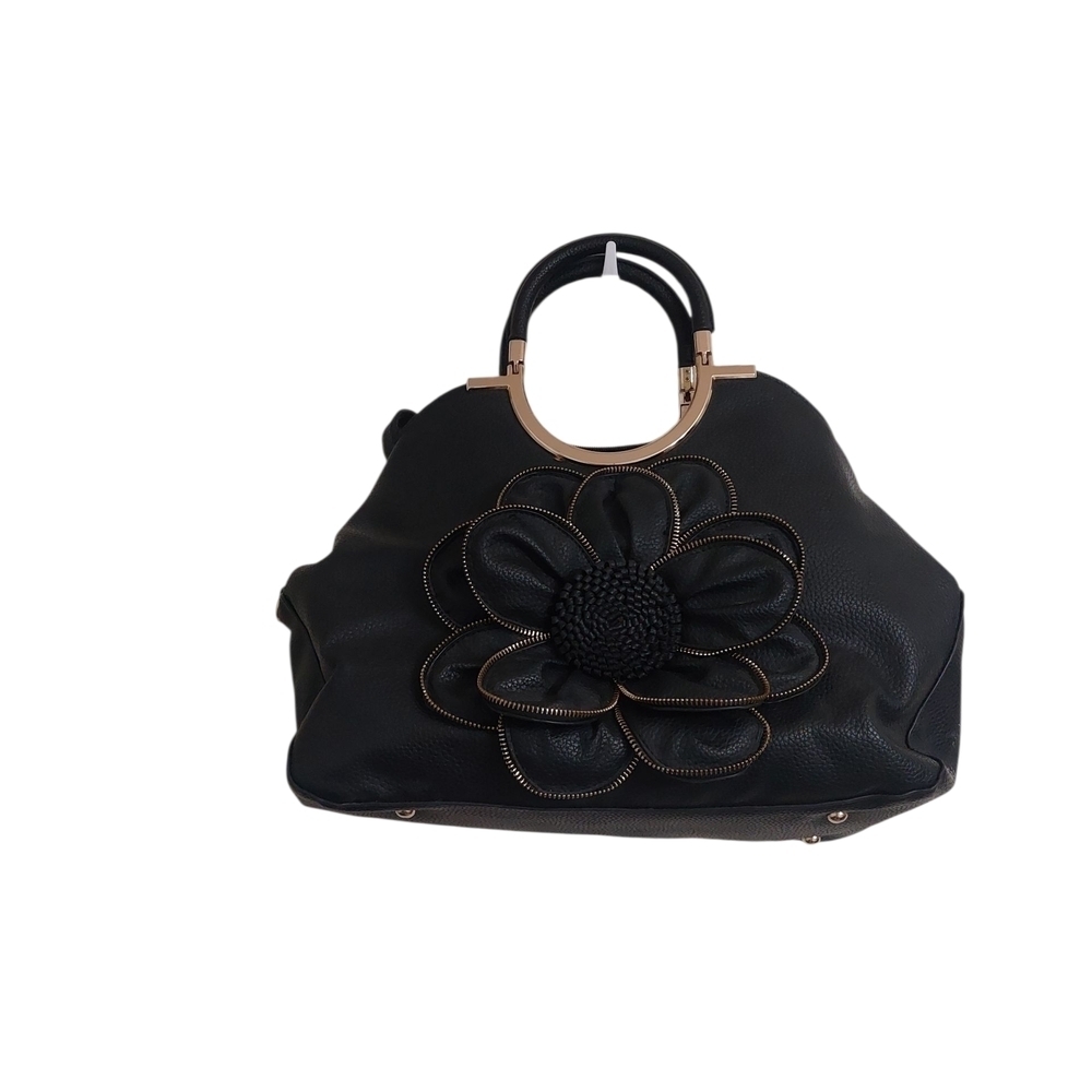 Chic Black Floral Shoulder Bag